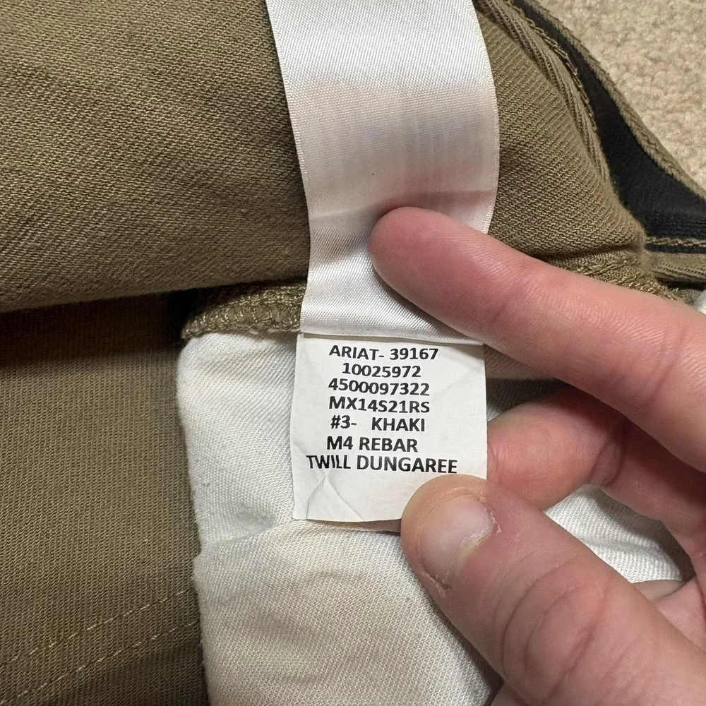 Ariat Rebar M4 Pants Mens 38x26.5 Khaki Relaxed Bootcut Work‎ Carpenter Utility